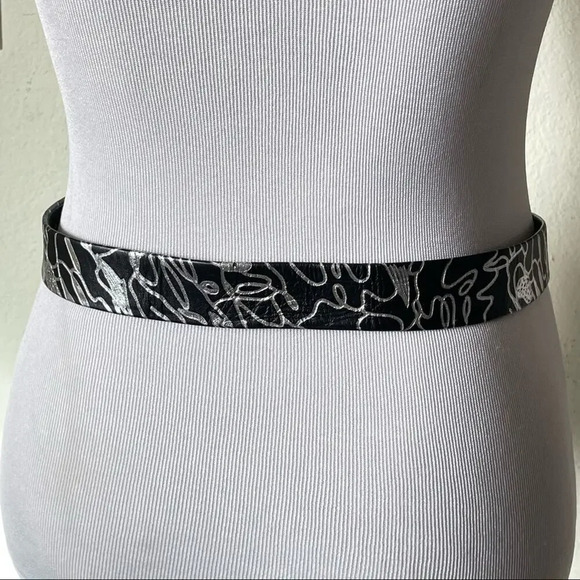 Carol Van Wyck Vintage Chunky Buckle Black Grey Printed Western Belt main image 4